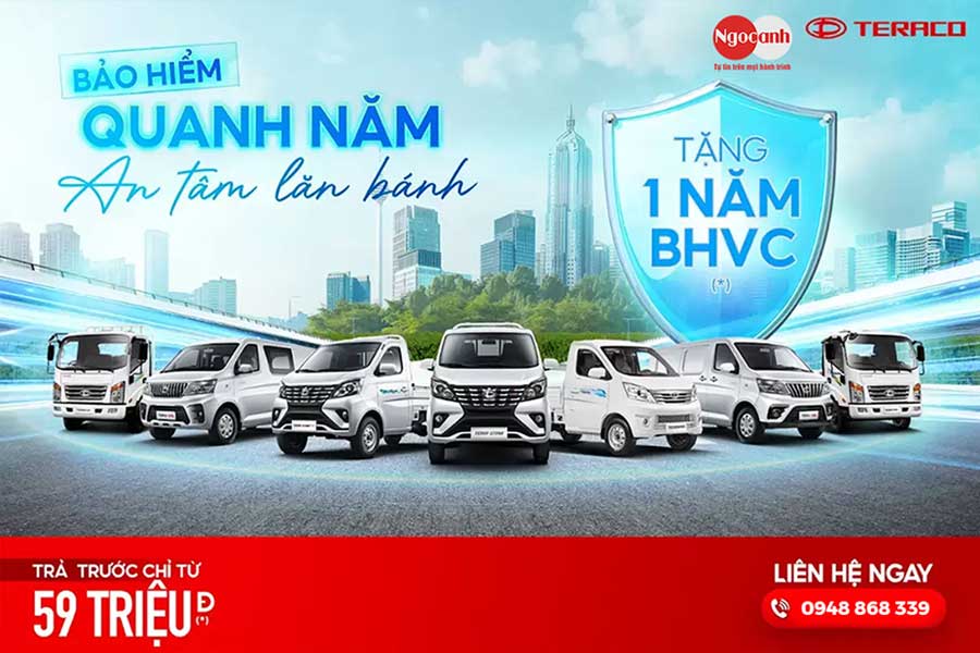 Tháng 7-2025 mua xe Teraco - Bác tài nhận bảo hiểm quanh năm